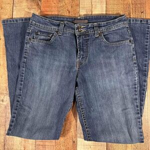 Nine West Bootcut Jeans Women's Size 8 Medium Wash Stretch Denim Double Button